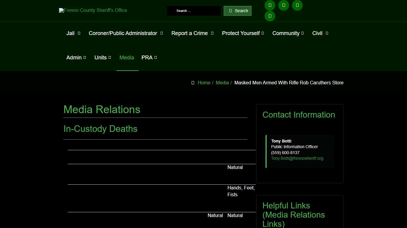 The Fresno County Sheriff-Coroner's Office - In-Custody Deaths