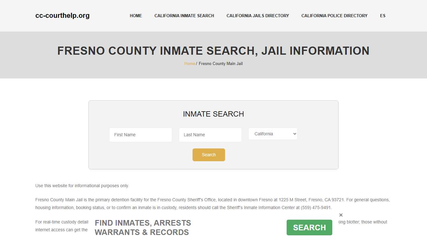 Fresno County Inmate Lookup, Jail Roster